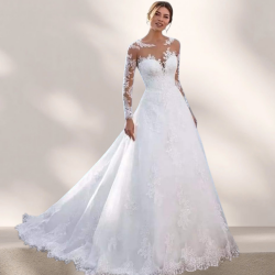 robe de mariée romantique manches longues